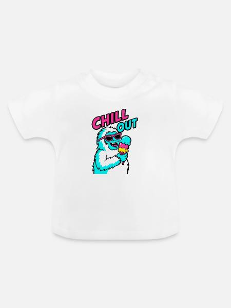 Chill Out Yeti - Baby Bio-T-Shirt mit Rundhals - Weiß