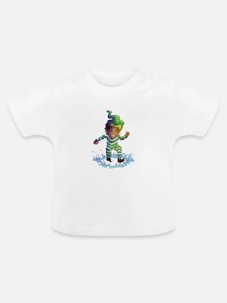 Bespritzen - Baby Bio-T-Shirt mit Rundhals - Weiß