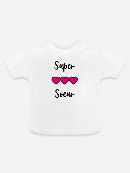 SCHWESTER. BESTE GROSSE SCHWESTER. SCHWESTER. BRUDER - Baby Bio-T-Shirt mit Rundhals - Weiß