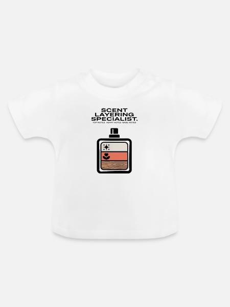 Scent Layering Top Heart Base Notes - Baby Bio-T-Shirt mit Rundhals - Weiß