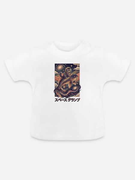 Astronautenkat auf kosmischem Koi - Baby Bio-T-Shirt mit Rundhals - Weiß