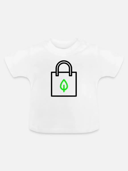  Stoffbeutel Tasche Blatt - Baby Bio-T-Shirt mit Rundhals - Weiß