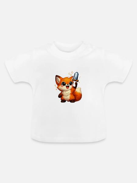 Kawaii Fuchs - Baby Bio-T-Shirt mit Rundhals - Weiß