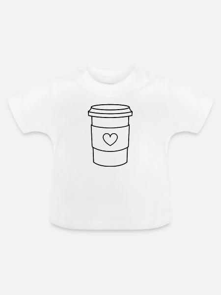 Kaffeetasse - Baby Bio-T-Shirt mit Rundhals - Weiß