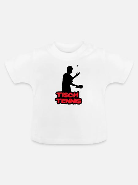 Tischtennis Retro Schriftzug - Baby Bio-T-Shirt mit Rundhals - Weiß