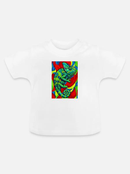 Chamäleon - Baby Bio-T-Shirt mit Rundhals - Weiß