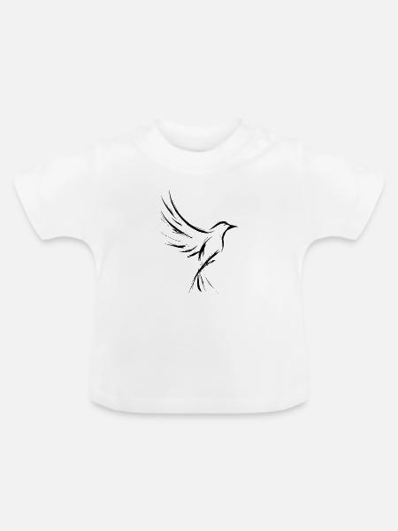 Vogel, Vogel-Tattoo, einfache Zeichnung - Baby Bio-T-Shirt mit Rundhals - Weiß