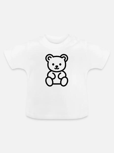 Bärenjunges - Baby Bio-T-Shirt mit Rundhals - Weiß