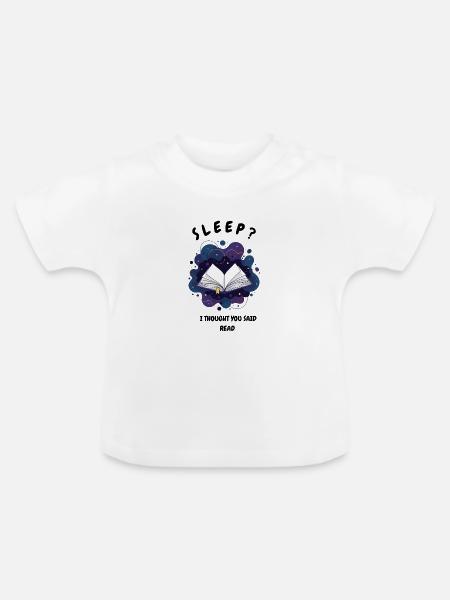 Offenes Buch im Nachtkosmos - Baby Bio-T-Shirt mit Rundhals - Weiß