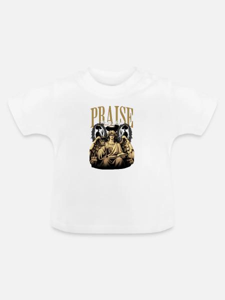 Engel Lobpreis Kunstaltar - Baby Bio-T-Shirt mit Rundhals - Weiß