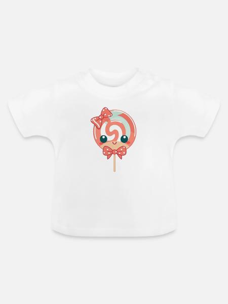 Karamell Lolli Schleifenherz - Baby Bio-T-Shirt mit Rundhals - Weiß