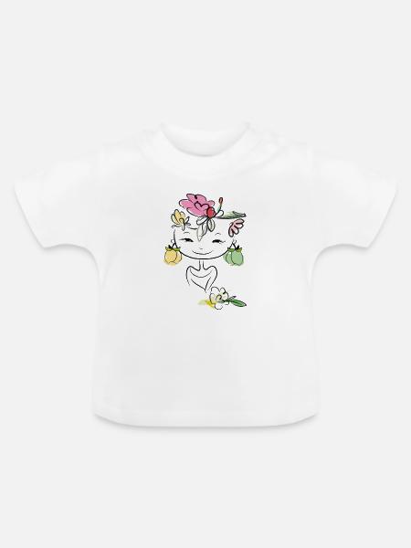 Girl mit Zitronen als Ohrringe - Baby Bio-T-Shirt mit Rundhals - Weiß