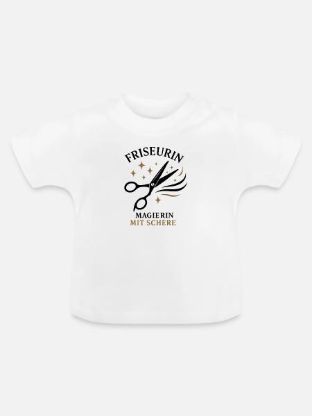 Friseurin Magierin mit Schere - Baby Bio-T-Shirt mit Rundhals - Weiß