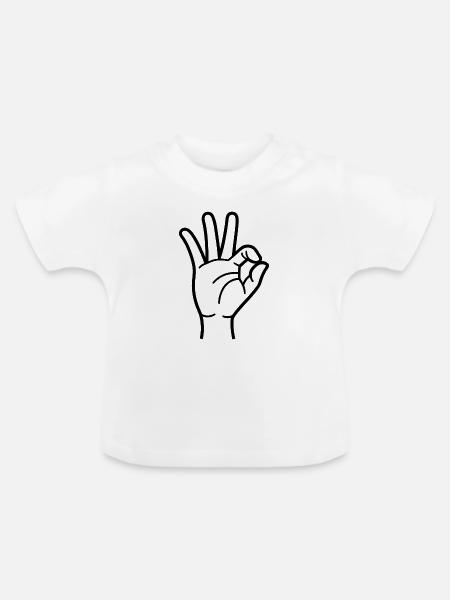 Okay, Hand - Baby Bio-T-Shirt mit Rundhals - Weiß