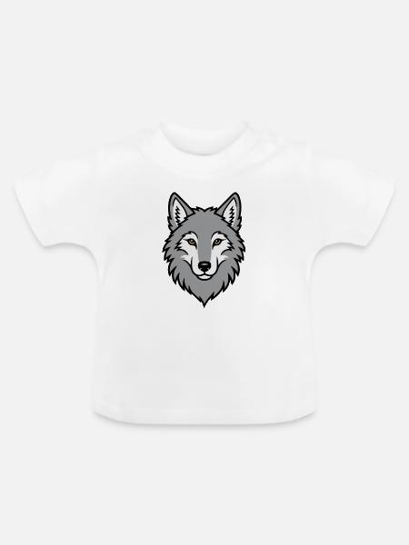 Grauer Wolf Kopf Wildnis Natur Tier - Baby Bio-T-Shirt mit Rundhals - Weiß