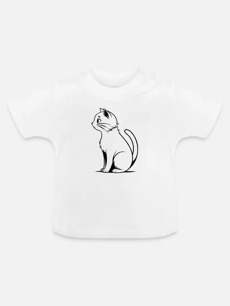 Schwarze Katze - Baby Bio-T-Shirt mit Rundhals - Weiß