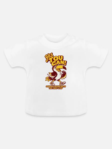 Yes You Can – Mutiger Tukan - Baby Bio-T-Shirt mit Rundhals - Weiß