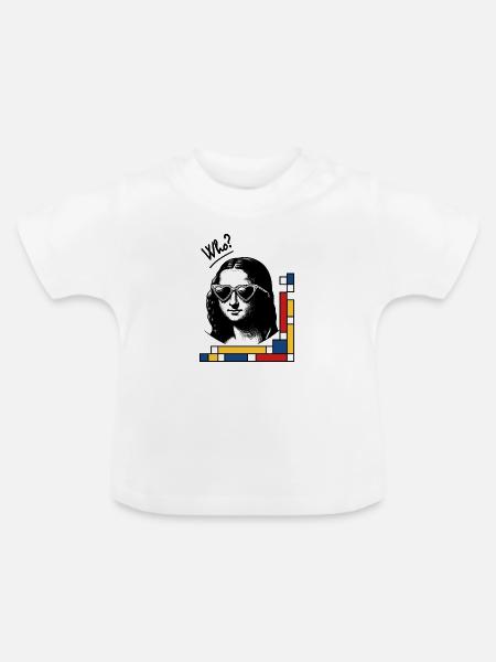 Mona Lisa mit Mondrian-Brille - Baby Bio-T-Shirt mit Rundhals - Weiß