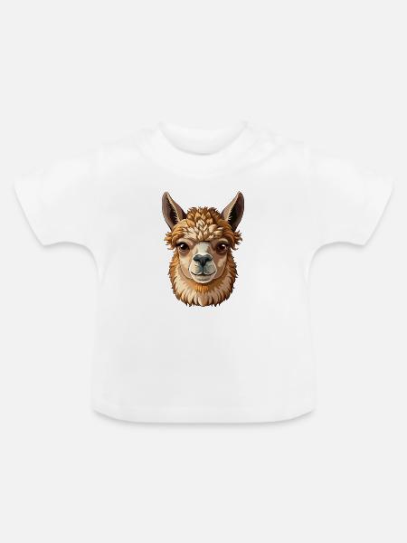 Alpaca Head - Baby Bio-T-Shirt mit Rundhals - Weiß