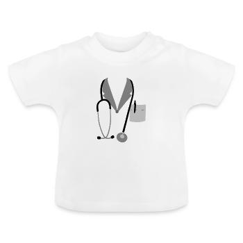 CORONA ARZT Maske Gesichtsmaske - Baby Bio-T-Shirt mit Rundhals - Weiß - Vorne