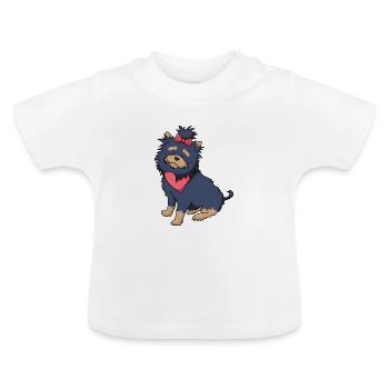 Chien mignon - T-shirt bio col rond Bébé - blanc - Devant