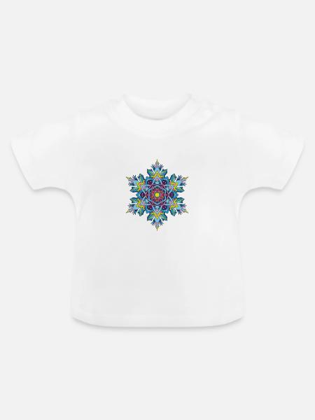 Schneeflocken Mandala - Baby Bio-T-Shirt mit Rundhals - Weiß