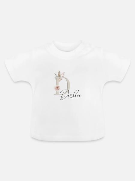 Darleen! Name Boho - Baby Organic T-Shirt with Round Neck - white