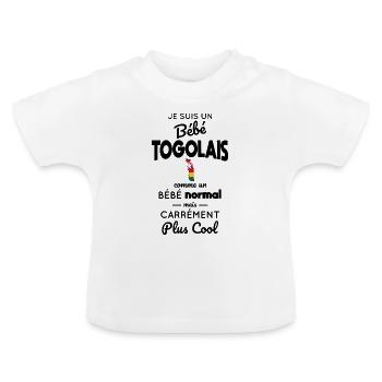 Bébé Togolais comme un Bébé normal mais plus Cool - T-shirt bio col rond Bébé - blanc - Devant