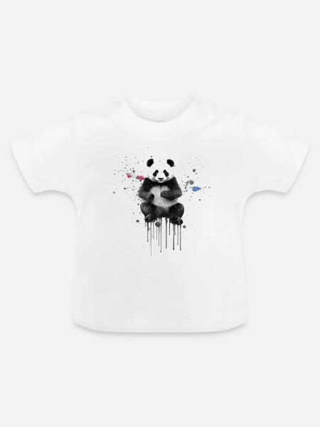 süßer Panda Grafitti - Baby Bio-T-Shirt mit Rundhals - Weiß