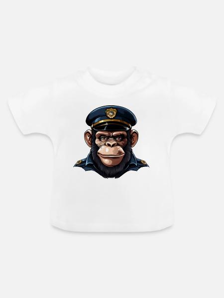 Schimpansen Polizistin - Baby Bio-T-Shirt mit Rundhals - Weiß