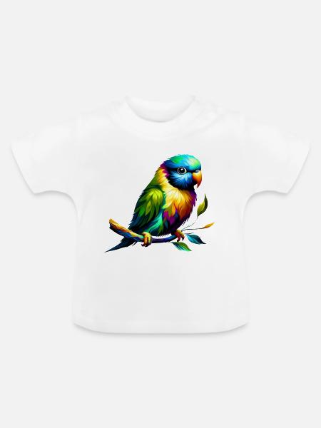 Regenbogensittich (01) - Baby Bio-T-Shirt mit Rundhals - Weiß