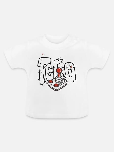 Retrobomber Joystick Design - Baby Bio-T-Shirt mit Rundhals - Weiß