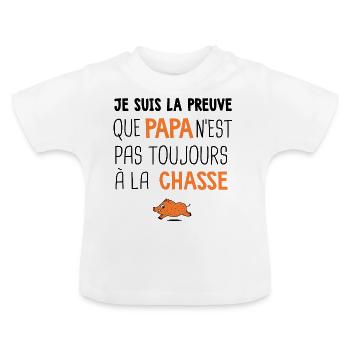 bébé naissance papa n est pas toujours à la chasse - T-shirt bio col rond Bébé - blanc - Devant