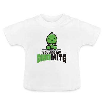 Dino Dinosaurier Urzeit Trex Fleischfresser - Baby Bio-T-Shirt mit Rundhals - Weiß - Vorne