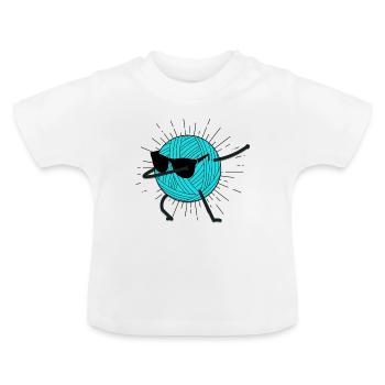 Funny knitting needle wool wool yarn crocheting - Baby Organic T-Shirt with Round Neck - white - Front