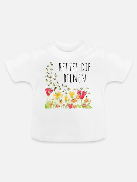 Rettet die Bienen - Baby Bio-T-Shirt mit Rundhals - Weiß