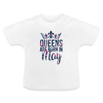 Queens are born in may - Baby Organic T-Shirt with Round Neck - white - Front
