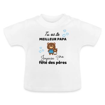 Body bébé meilleur papa première fête des pères - T-shirt bio col rond Bébé - blanc - Devant