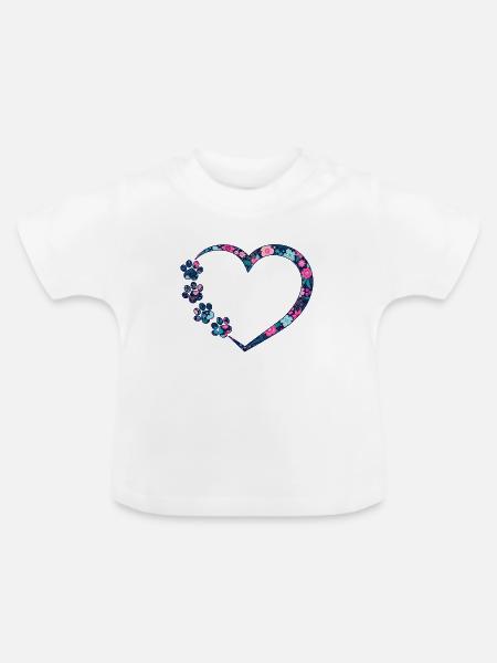 Pfote Katze Hund - Baby Bio-T-Shirt mit Rundhals - Weiß