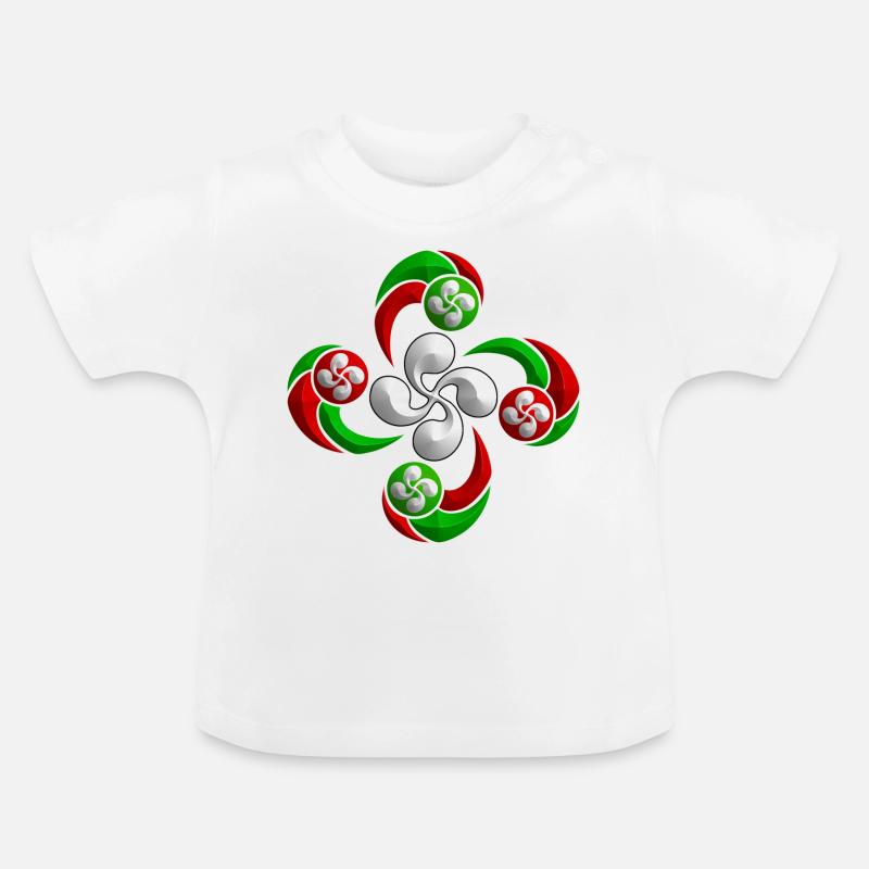 Lauburu, croix du pays Basque - T-shirt bio col rond Bébé - blanc