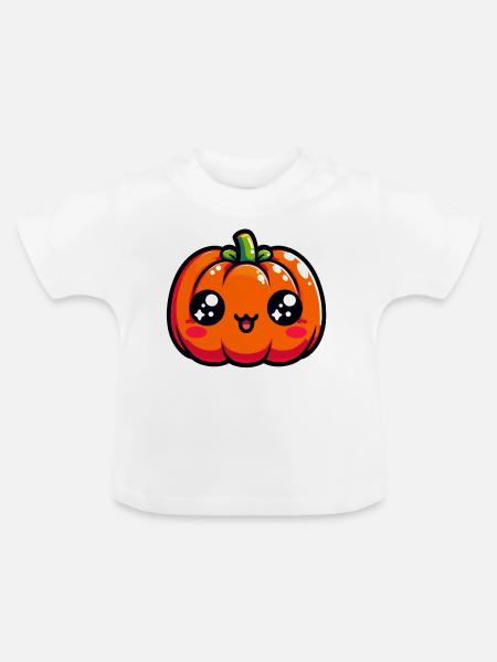Glücklicher Kürbis - Baby Bio-T-Shirt mit Rundhals - Weiß