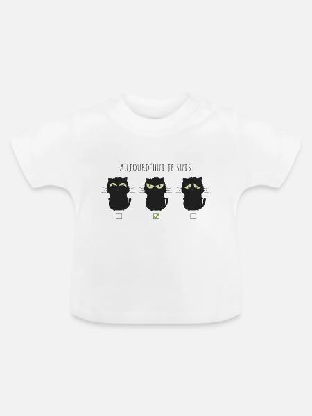 Aujourd'hui chat énervé - T-shirt bio col rond Bébé - blanc