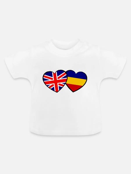 Die englisch rumaenischen Herzen - Baby Bio-T-Shirt mit Rundhals - Weiß