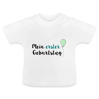 Mein erster Geburtstag - Baby Bio-T-Shirt mit Rundhals - Weiß - Vorne