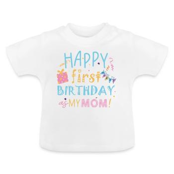 Joyeux anniversaire maman, joyeux anniversaire - T-shirt bio col rond Bébé - blanc - Devant