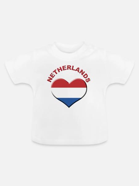 Heart for Netherlands - Baby Bio-T-Shirt mit Rundhals - Weiß