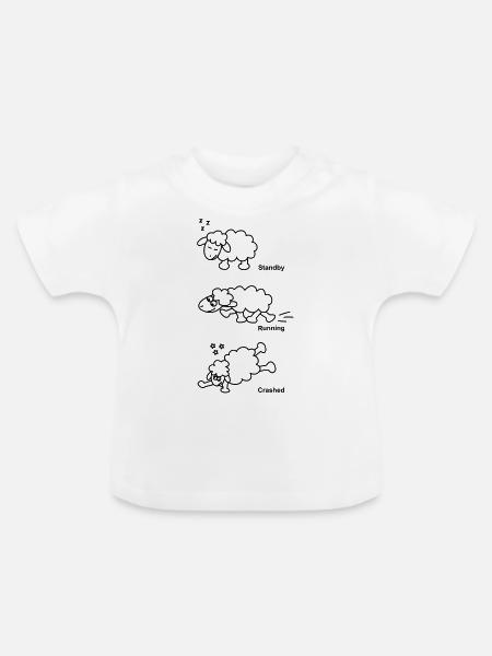 Schaf Standby Running Crashed - Baby Bio-T-Shirt mit Rundhals - Weiß