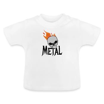 Skull metal Head Heavy Metal - T-shirt bio col rond Bébé - blanc - Devant