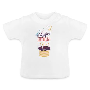 happy birthday - Baby Bio-T-Shirt mit Rundhals - Weiß - Vorne
