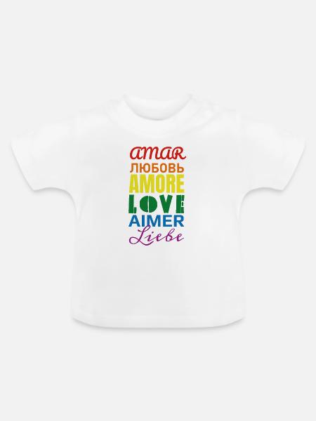 Liebe - Baby Bio-T-Shirt mit Rundhals - Weiß